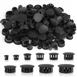 150 Stück Abdeckkappen für Bohrlöcher, 6/8/10/12/14/16/18/20/22/25mm Blindstopfen, Kunststoff Lochstopfen, Schwarz Verschlussstopfen für Schränke Maschinen Möbel