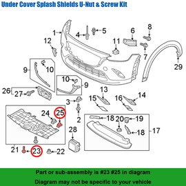 OAUTOO 20Sets M6-1mm Bumper Cover Radiator Support Retainer Under Cover & Splash Shields Bolts & U-Nuts Kit for Mazda 3 5 6 CX-3 CX-30 CX-5 CX-9 GS1E56496A 9GG600616T