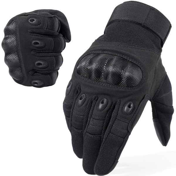 WTACTFUL Touchscreen Motorcycle Tactical Full Finger Gloves for Airsoft Paintball Cycling Motorbike ATV Hunting Hiking Riding Racing Climbing Operating Work Outdoor Sports Gloves Size Large Black