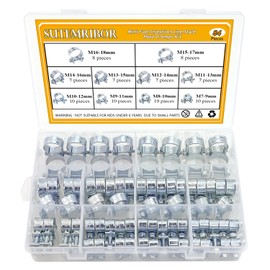 Sutemribor 10 Sizes Mini Fuel Injection Line Style Hose Clamps Assortment Kit (84 PCS)