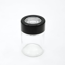 Clear Glass Storage Jar with Magnifying Child Proof Lid, Large Size 50ml (1.7 Oz) | 20 Pack