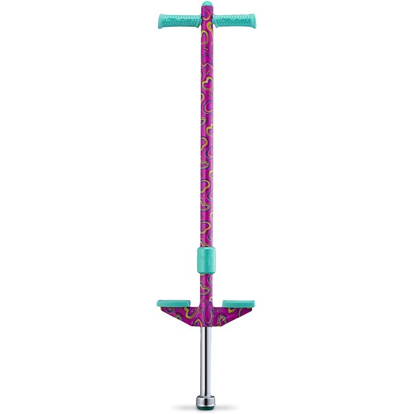 Flybar Propel Pogo Stick for Kids Boys & Girls Ages 5 & Up 40 to 80 Pounds - New Bright & Vibrant Designs with Comfortable & Safe Rubber Hand Grips - Comes in 3 Exciting Colors, Pink