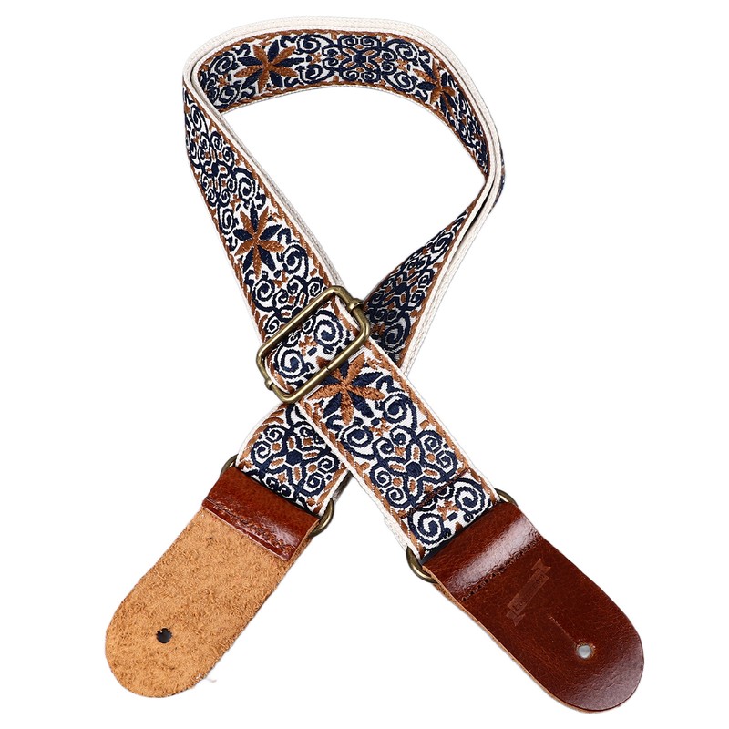 Embroidered Ukulele Strap Ethnic Style Adjustable Length Nylon Leather Comfortable