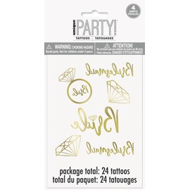 Unique Foil Bachelorette Party Temporary Tattoos, 24ct, Gold