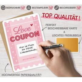 KuschelICH Scratch Card to Write Yourself with Envelope Voucher Scratch Card (Love)