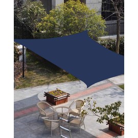RisQiten Navy Blue Sun Shade Sail 8'x10' Rectangle Outdoor Shade Canopy, Modern Pure Navy Blue Porch Shades Outdoor Sun Blocking Screen, Sunshade Cloth Covers for Patio/Deck/Garden