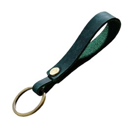 Bloopic Key Chain, Keyring, Simple, Genuine Leather, Stylish, Men's, Women's, Gift, Mother's Day, Belt Loop Included, green (dark green)
