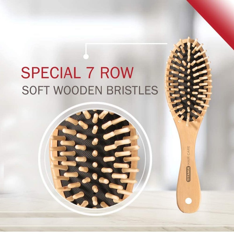 Titania 7 Row Pneumatic Brush Made of Wood, Wood Bristles, 1 Pack