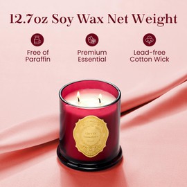 M&SENSE Two Wicks Luxury 12.7oz Natural Soy Wax Candle,Cherry Tomatoes Scent,Elegant Home Fragrance for Him & Her