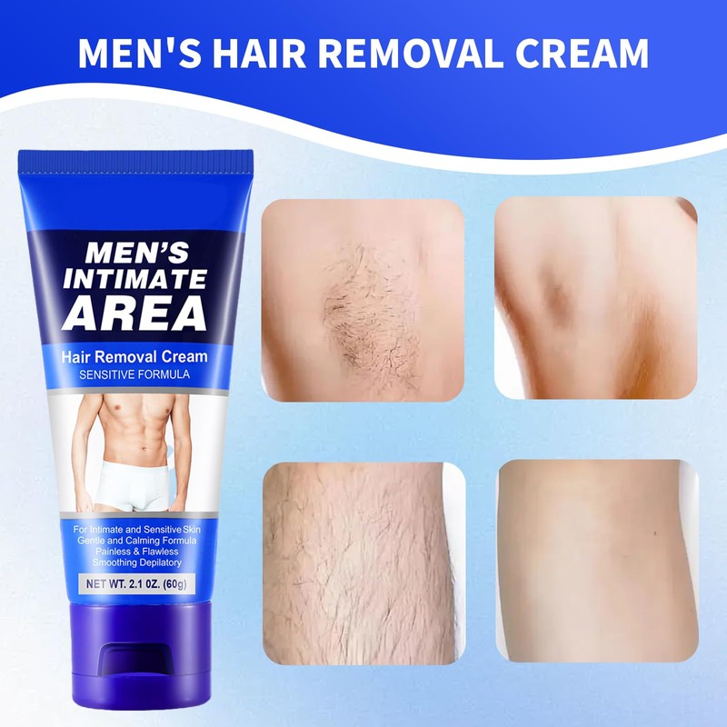 Mens Hair Removal Cream, Painless Intimate Hair Removal for Sensitive