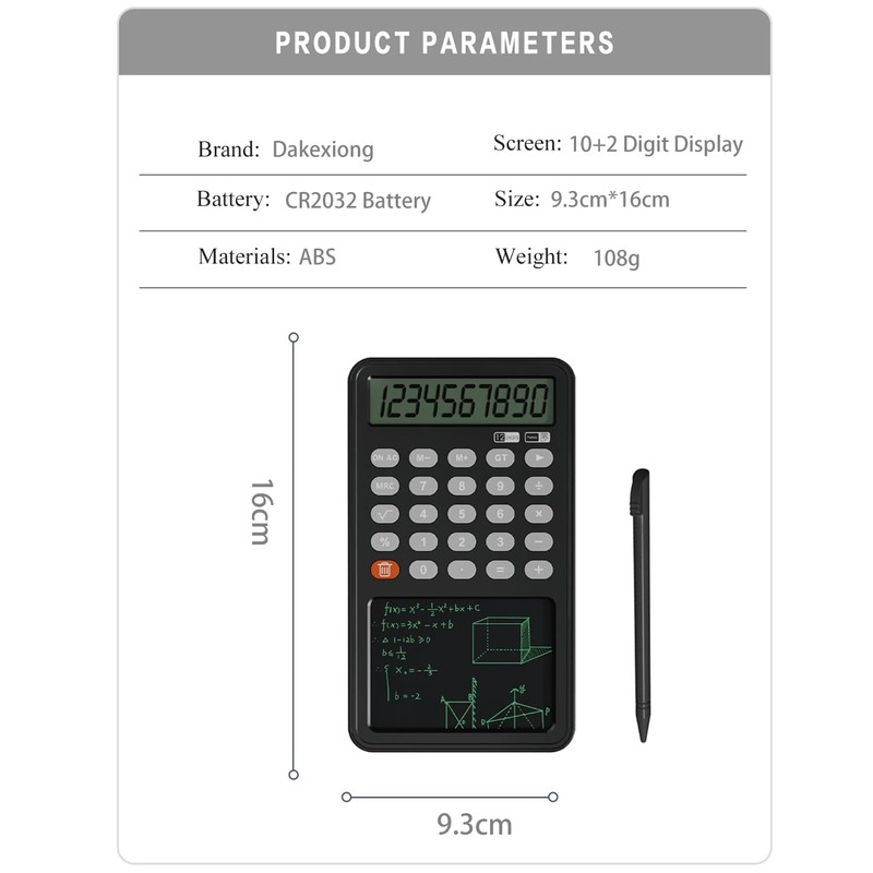 LZX-28 Calculator with Writing Tablet Portable Dual Function Calculator with