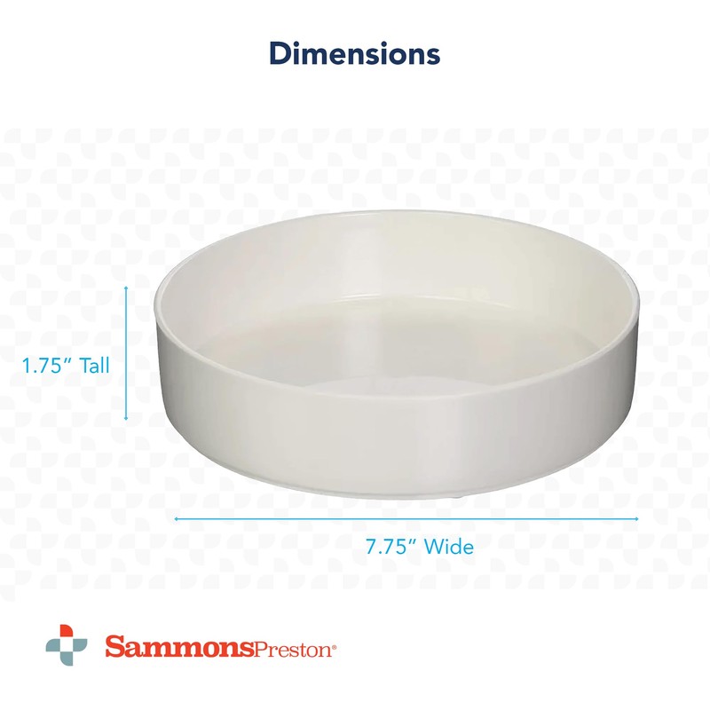 Sammons Preston High-Sided Dish, White, Durable Melamine Plastic Plate has
