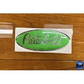 Peterbilt Metallic Grn/Chrome replacement Peterbilt decal emblem genuine size & fit stick