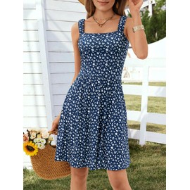 HUHOT Midi Dresses for Women Spring Dresses for Women 2025 Plus Size Flowy Sleeveless Casual Square Neck Elegant Mini Dress