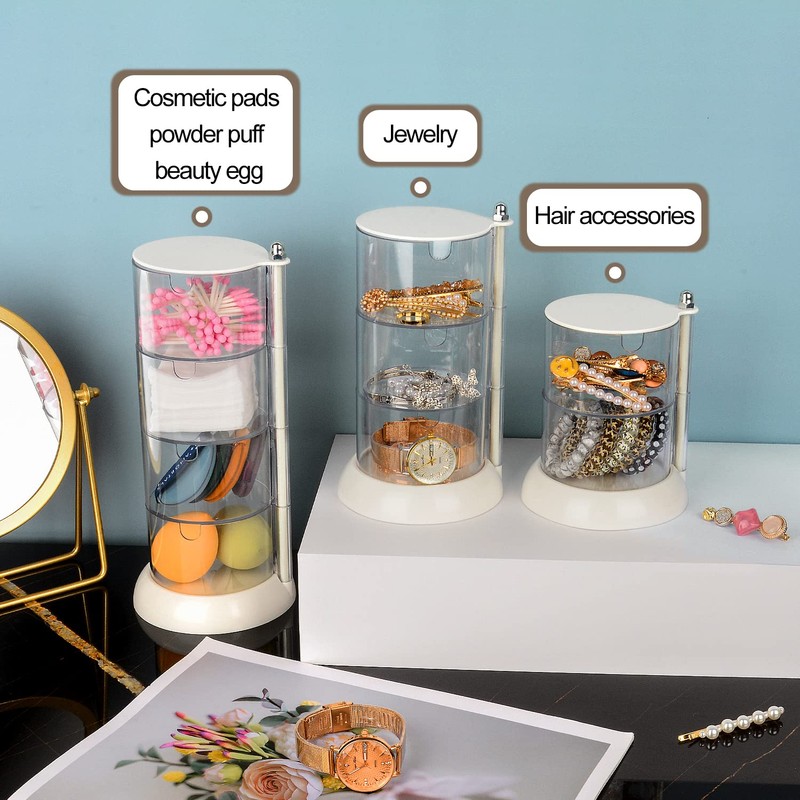 JessLab Stackable Storage, 4 Layers Acrylic Hair Accessory Organizers Containers
