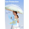 Travel Umbrella with Flower Edge Ruffle & Golden Hook Hanger