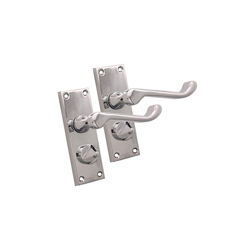Polished Chrome Victorian Scroll Lever Latch Lock Bathroom Privacy Door