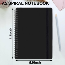 Utron Spiral Notebook For Women & Men, 2PCS Spiral Journal Notebooks, 5.9 x 8.3” College Ruled Notebook For Work Notes, Journal Writing, And Daily Life Entries (Black)