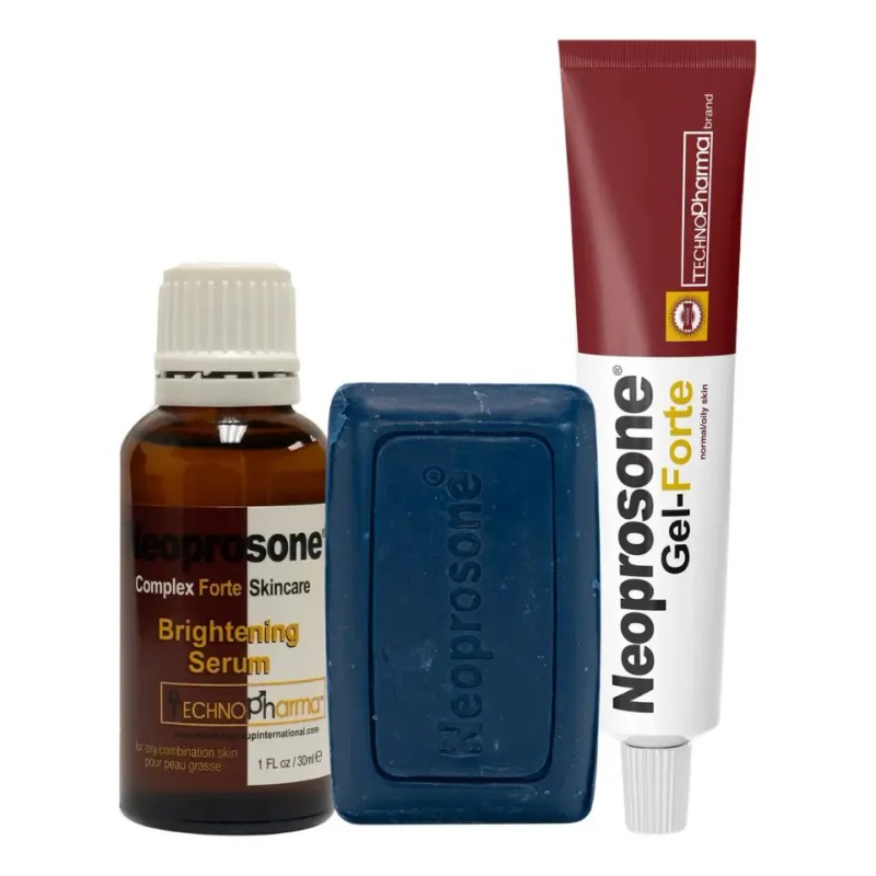 Kit Neoprosone Gel Anti Acne Serum Aclarante Limpiador Exfoliante Acido