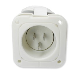 X-Haibei 15A 125V AC Power Inlet 2 Pole -3 Wire NEMA 5-15P Plug RV Power Receptacle with Waterproof Cover White Nylon Body for RV Trailer Home