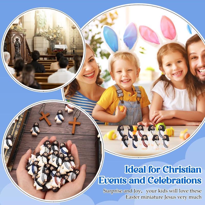 Bememo 50 Pcs Mini Jesus Figures Easter Jesus Loves You