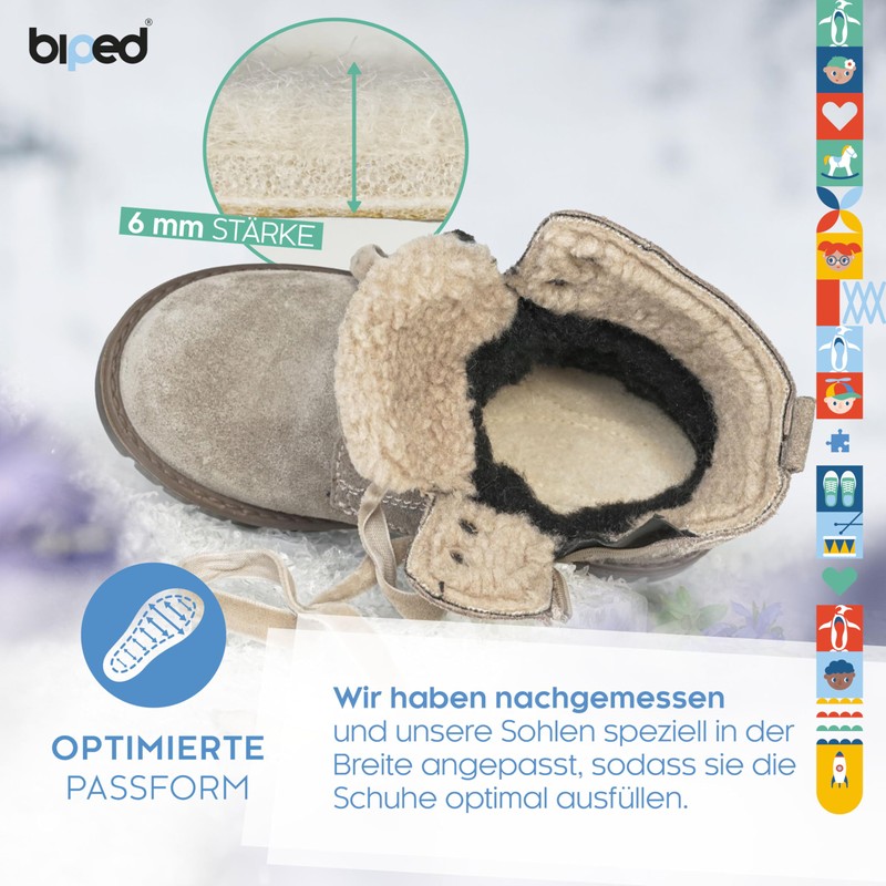 Biped Z2692 2 Pairs of Children's Insoles with Real Lambswool