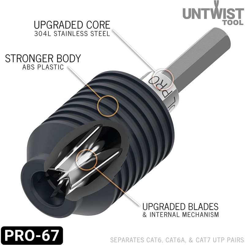 Untwist Tool PRO-COMBO Quickly Separates CAT5e, CAT6, CAT6A, & CAT7