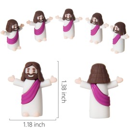 ARCHCRTC 50 Pcs Little Jesus Figurine Mini Tiny Jesus Figures Religious Christ Savior Doll for Hide and Seek Sunday Easter Egg Stuffers Baptism Gift (50, Purple)