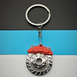 IZROLO Metal Racing Brake Disc Keyring Car Motorcycle Keychain Souvenir Gift Waist Buckle Bag Pendant (Orange)