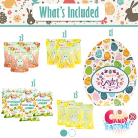 Easter Snack Egg Shape Box (38 Count) Filled with Candy, Peelable Gummies, Treats and Bunny, Great Package for Family, Friends, Kids, Boys and Girls
