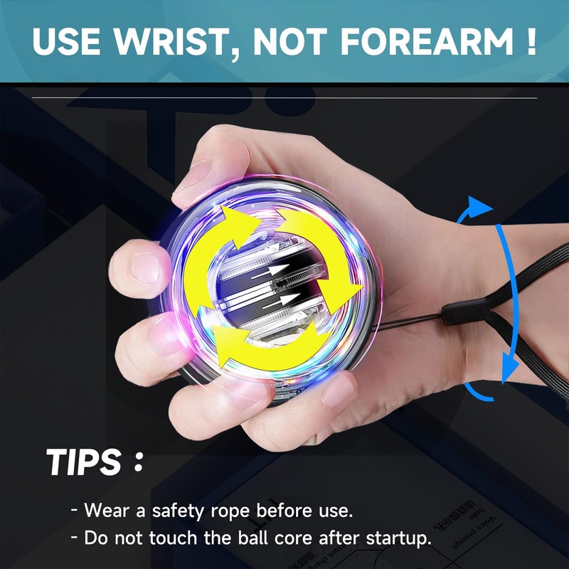 XMALL Wrist Power Gyro Ball, Hand Forearm Strengthener, Wrist Trainer,