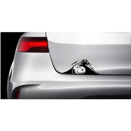 Snoophy Peeking Car Decal, Black Vinyl Sticker, 8 x 3 inches