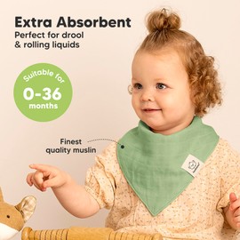 8-Pack Muslin Bibs for Baby Girls, Baby Boys - Muslin Baby Bibs for Drooling and Teething, Bandana Bibs for Baby Girl Bibs, Baby Bibs for Boys, Baby Drool Bibs, Toddler Bibs, Newborn Bibs (Dew)