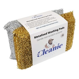Mr Cleanie Metalised Washing Up Non-Scratch Scourer Sponge Pads Cleaning Kitchen Bathroom 2-Pack