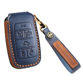 KUNIO Leather Key Case Fits Dodge RAM 1500 RAM1500 RAM2500 TRX 2021 2020 Fits Jeep Protection Key Case Cover Key Fob, 6 buttons blue, Keyless 6 Tasten