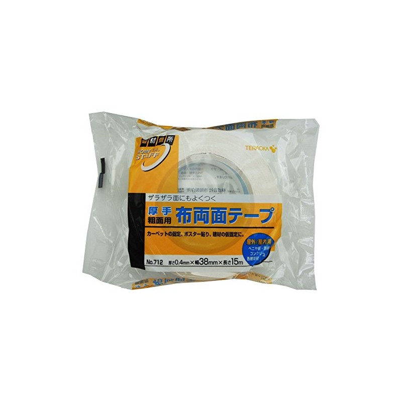Teraoka Seisakusho Thick Double-Sided Cloth Tape for Rough Surfaces, Width