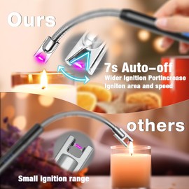 5 Pack Candle Lighter Electric Rechargeable Flameless Arc Lighters Flexible Neck USB Plasma Long Lighter for Candles BBQ Grill Camping Birthday Fireworks