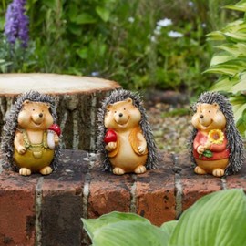 Garden Mile Baby Hoglet Set - 3 Charming Hedgehog Decorations for Your Outdoor Space! Waterproof Resin Ornaments Perfect for Patio Tables & Garden Gifting - Each 12.5cm in Size
