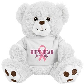 Customized Girl Hope Ribbon Bear: 10 Inch Teddy Bear Stuffed Animal