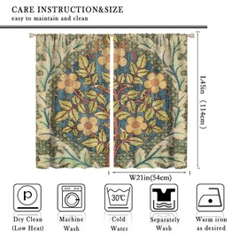 GoDazzling William Morris Botanical Art Windows Curtains Famous Floral Patterns Vintage Floral Patterns Blackout Curtains, for Living Room Bedroom 42x45in 2 Panels