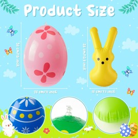 Haooryx Inflatable Easter Yard Decorations - 10pcs Inflatable Easter Bunny Peeps Toy & Eggs Rabbit Colorful Blow Up Rabbit Decor Egg Hunt Spring Celebration Indoor Outdoor Holiday Yard Decorations