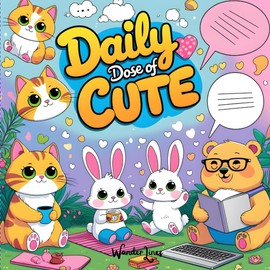 Daily Dose of Cute: Adult Coloring Book with 50 Adorable Everyday Animal Scenes – Easy Coloring Pages with Fill-in Captions for Stress Relief, Relaxation and Fun