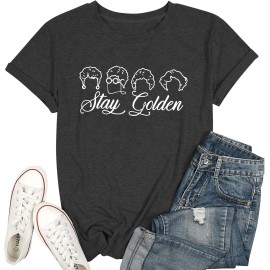 Golden Girls Women's Vintage 80s Letter Print Sleeveless Crew Neck T-Shirt 60% Polyester 35% Cotton 5% SpandexColor: Deepgrey, Size: L
