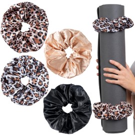 4 Pack Yoga Mat Scrunchie, Fits Standard Mats (Brown & Black)