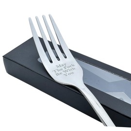 Gifts for Him Her Men Women May The Fork Be with You Dinner Fork Engraved Dinner Fork for Boyfriend Girlfriend Husband Wife Friends (Silver)