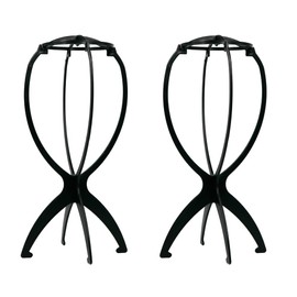 ISHR Wig Stand, Wig Hanger, Dedicated Wig Stand, Assembly, Wig Stand, Hat Stand, Prevents Deformation, Storage for Wigs, Storage Case (Set of 2, Black)