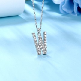 Collar con colgante de letra inicial de circonia cúbica para mujer, hombre, plata de ley 925, diamante de imitación de la A a la Z 26, colgante del alfabeto para dama de honor, regalo de compromiso