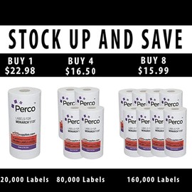 White Pricing Labels for Monarch 1131 Price Gun – 4 Sleeves, 32 Rolls Value Pack - 80,000 Pricemarking Labels – with Ink Rolls Included