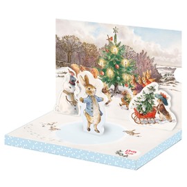 Peter Rabbit Music Box Christmas Card Novelty Dancing Musical Pop Up Cards
