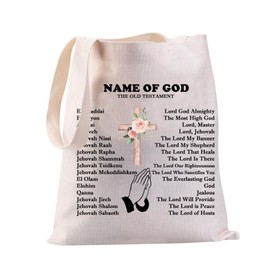 JYTAPP Name Of God Religious Tote Bag Bible Study Gift Prayer Journal Names of God Bible Journaling Tote Bible Verse Church Bag